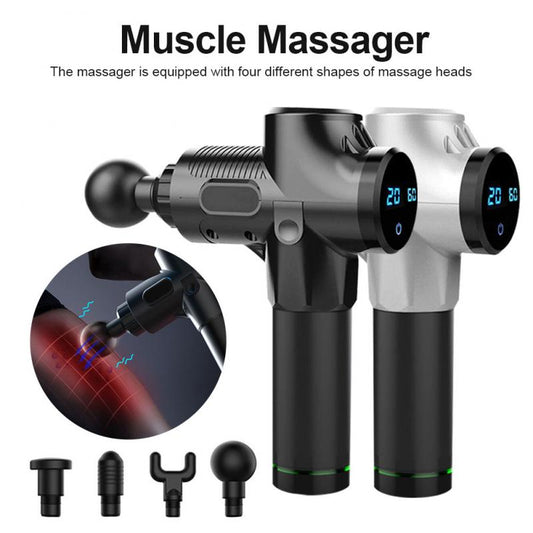 LCD Display Massage Gun Deep Muscle Massager Muscle Pain Body Massage Exercise Relaxation Slimming Shaping Pain Relief Dropship