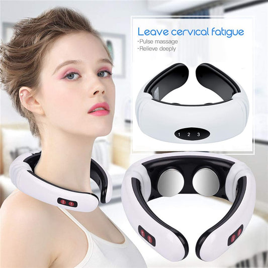 Electric pulse back and neck massager far infrared heating pain relief tool healthcare relaxation