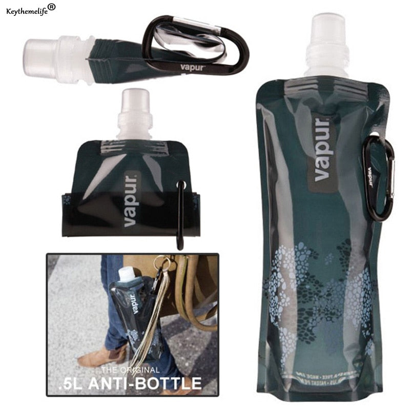 Reusable 480mL Sports Travel Portable Collapsible Folding Drink Water Bottle Kettle Outdoor Sports Water Bottle free Ship X